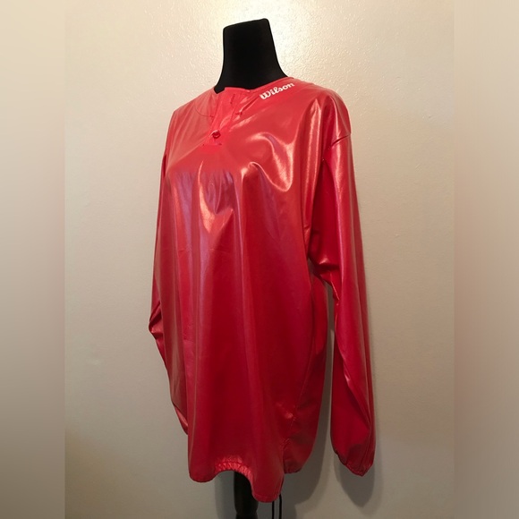 Vintage Wilson Unisex Stadium Pullover Stadium Jacket Pearl red Sz Men’s M - Picture 1 of 7